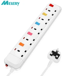 Melery Power Strip Surge Protection UK Electric Plug Adapter 2m Extension Lead 4 Gang/Way 2 USB Mountable  Individually Switched