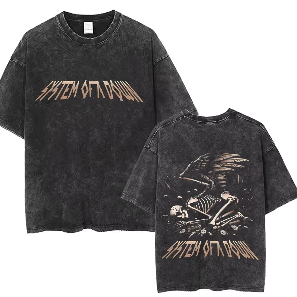 System of A Down Toxicity Album Graphic Washed T-shirts Men Women Rock Oversized T Shirt Male Vintage Alternative Metal T-shirts image 3