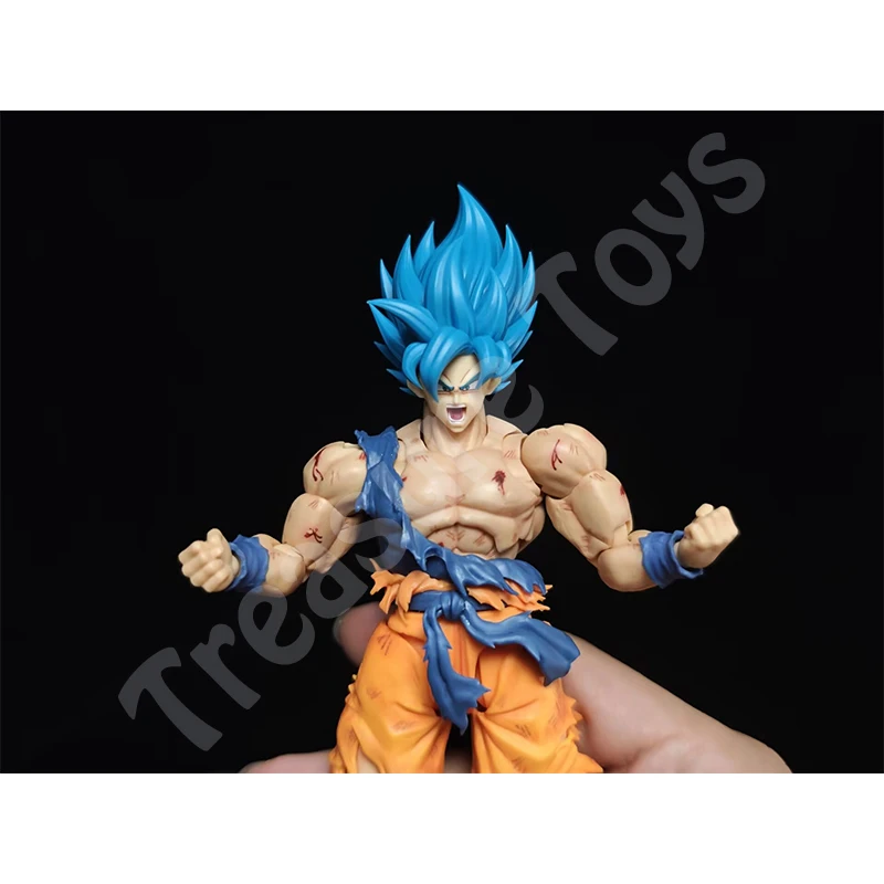YT Studio Goku cabeza esculpida Dragon Ball Super Saiyan Dios Son Goku cabeza azul accesorios alas de Ángel Anime figuras de acción juguete para regalo