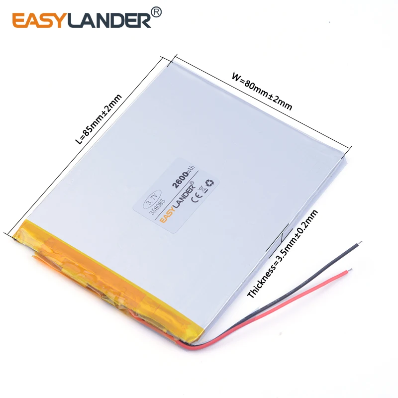 358085   Batería recargable de polímero de litio Li-ion de 3,7 V 2600 mAh