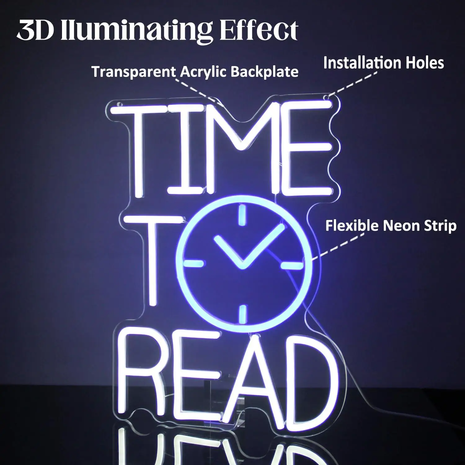Time To Read Neon Sign USB Dimmable LED Light for Reading Nook Library Bookstore Classroom Kids Bedroom Wall Art Decor Gifts