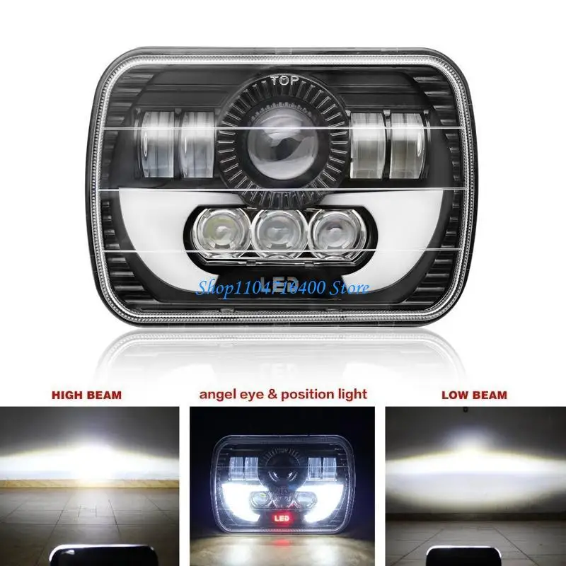 

y1gd Light Square 5X7 7X6 inch Rectangular Sealed Beam LED Headlight Work Lamp Compatible for Wrangler