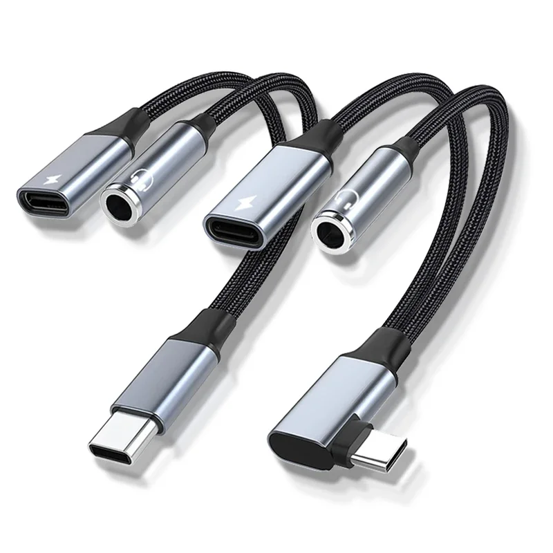 PD 60 واط USB C إلى 3.5 مللي متر AUX كابل محول 2 في 1 نوع C إلى 3.5 مللي متر سماعة مهايئ الرافعة كابل الصوت لسماعة شاومي هواوي