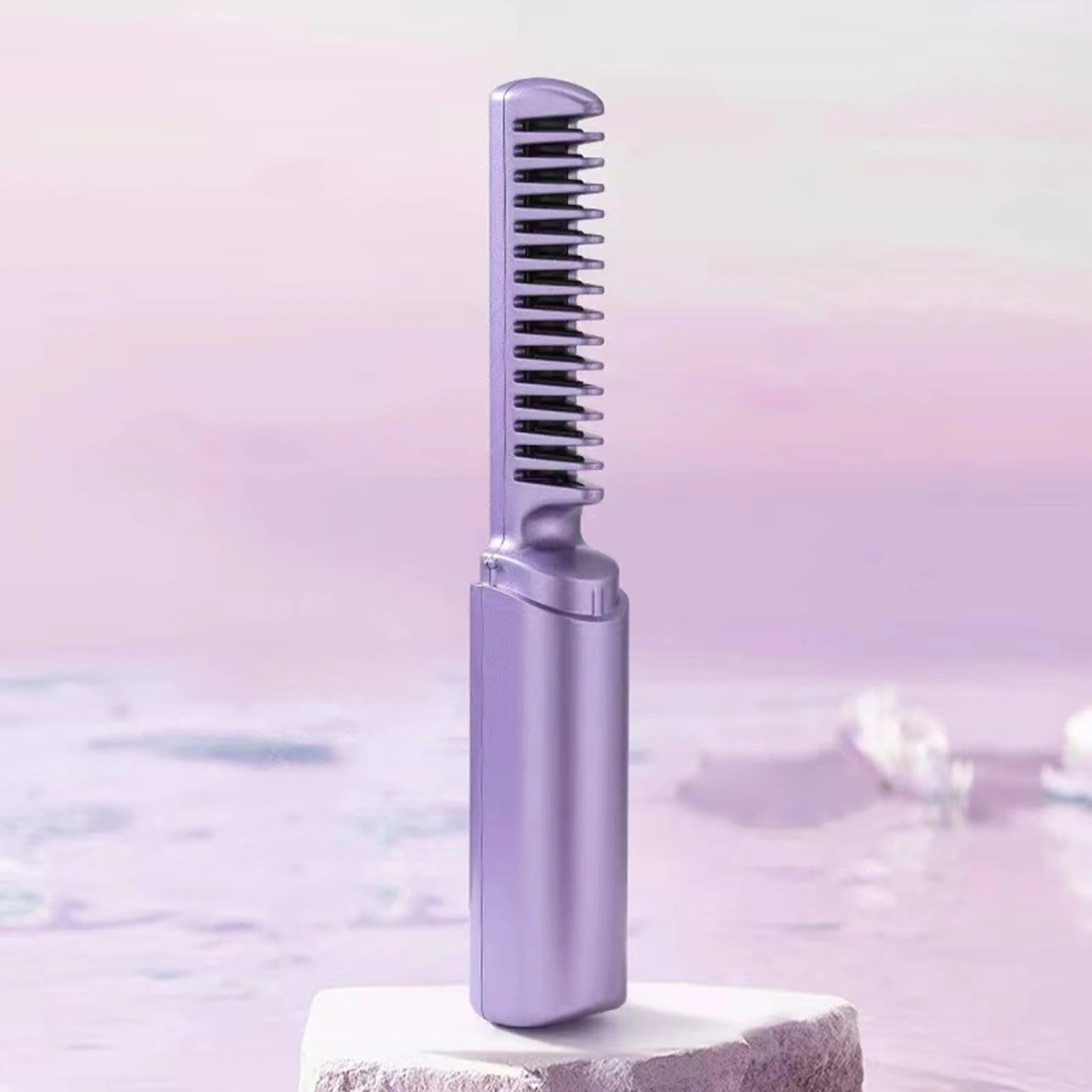 

Cordless Electric Hot Comb Portable Hair Straightener Hair Styling Tool (Purple)
