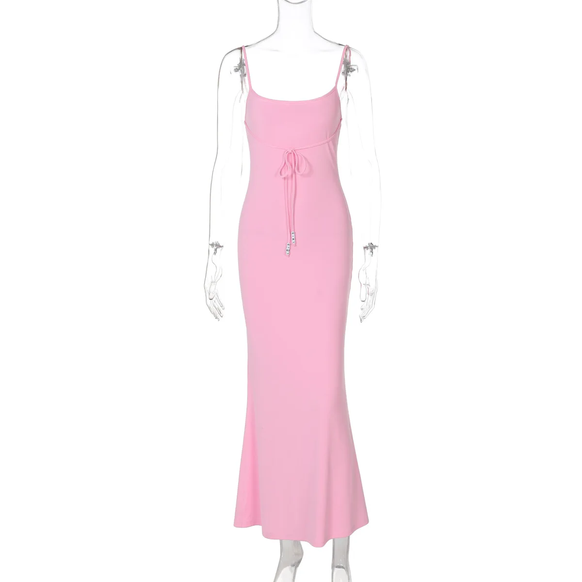 فساتين صيفية عصرية للنساء فساتين طويلة بقصة ضيقة ملابس خروج بدون أكمام قميص حفلات وردي ملابس جمالية أنيقة Y2k