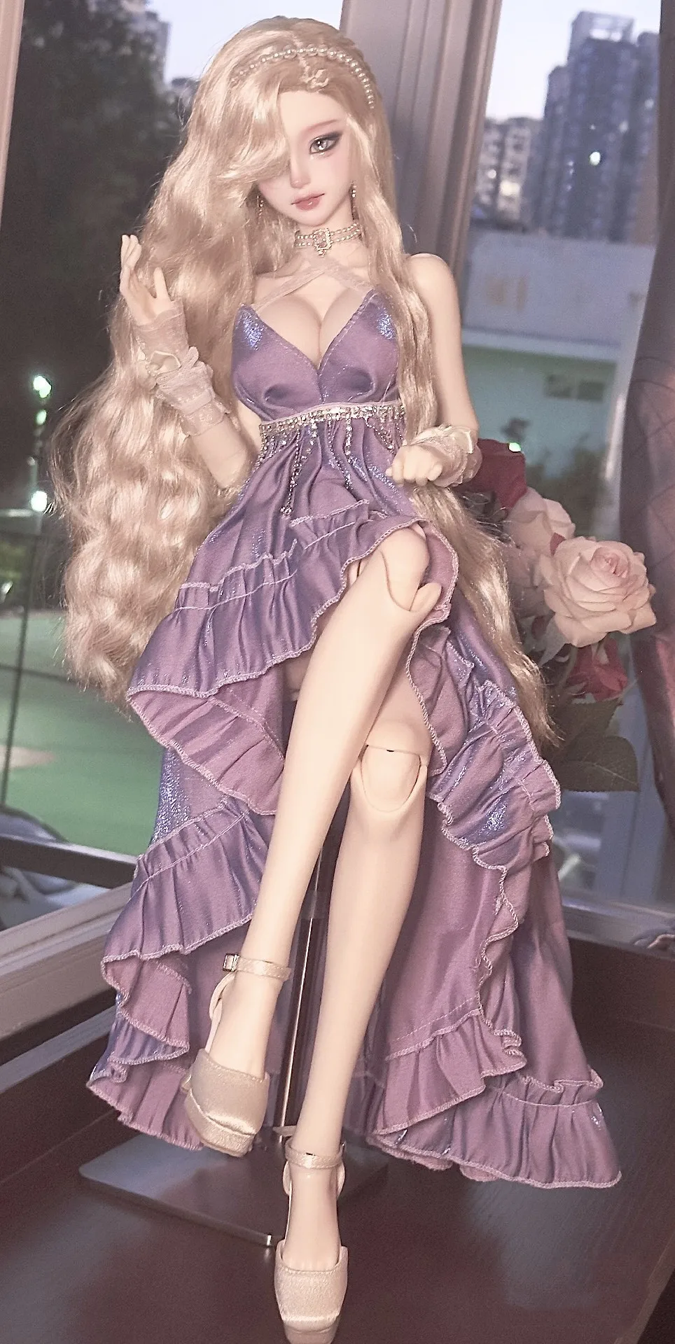 Sex appeal 1/3 BJD purple dress doll clothes free shipping