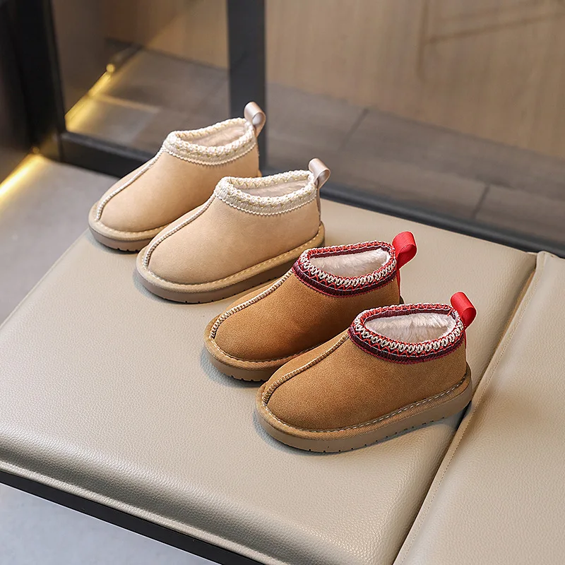 2025 Winter Kids Suede Snow Boots Toddler Fur Slippers Baby Shoes Ultra Girls Boy Low-top Warm Boot