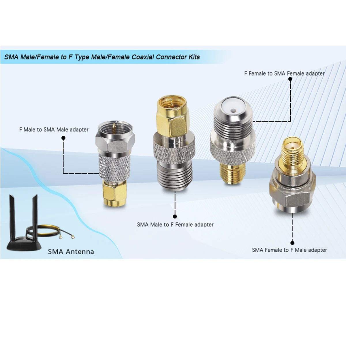 Connector Adapter F TV to SMA Male Plug & Female Jack Wire Terminal RF Coaxial Converter For WiFi Radios Antenna