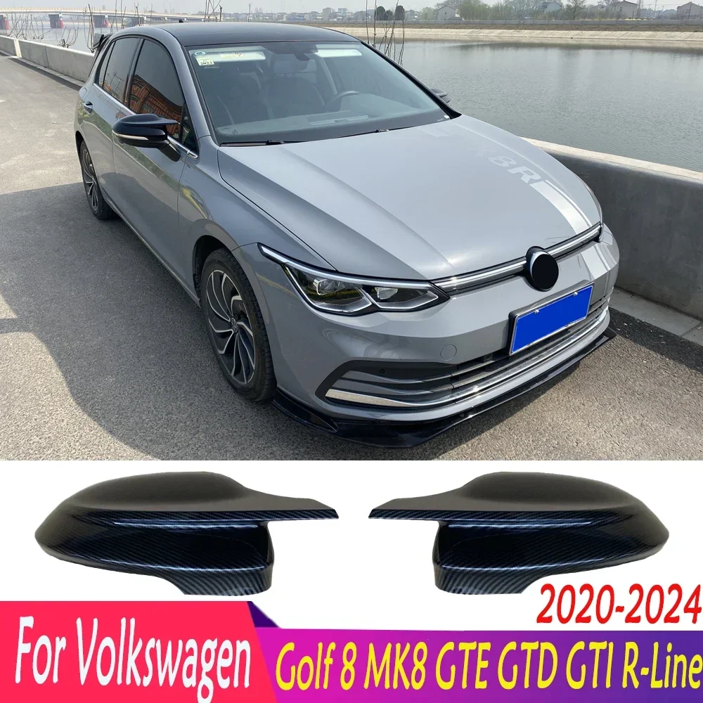 2Pcs Car Rearview Mirror Cover Auto Accessories For Volkswagen Golf 8 MK8 GTE GTD GTI R-Line 2020 2021 2022 2023 2024