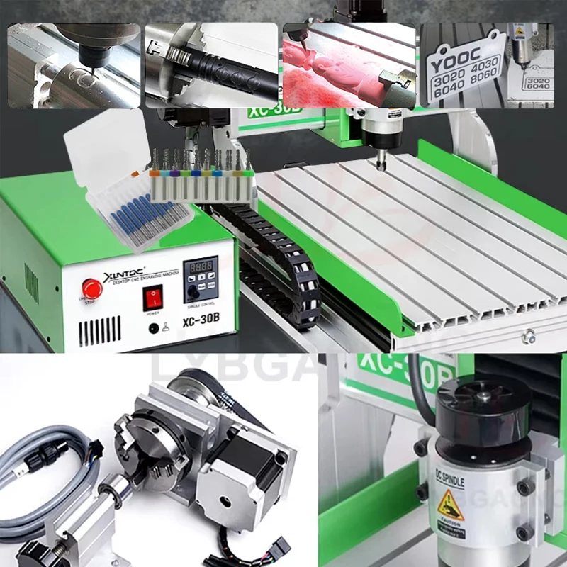 LY XC-30B MINI XLNTCNC Wood CNC Router 320W 3/4 Axis DC Brushless Motor 385x275mm Engraver Drilling and Milling Machine