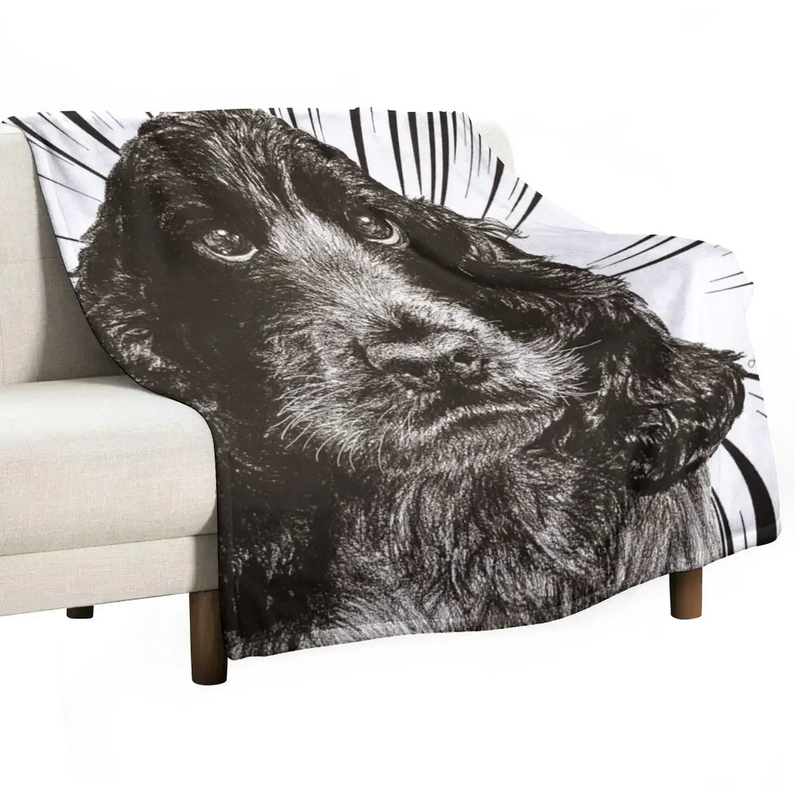 Cocker Spaniel Art, Blue roan, Black and White drawing Throw Blanket christmas decoration Thermal Blankets