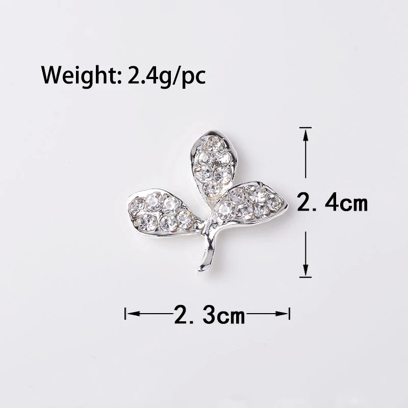 10PCS 23*24mm Tone Alloy Material Crystal Leaf Branch Charm Branch Pendant for Wedding Head DIY Handmade Jewelry Making