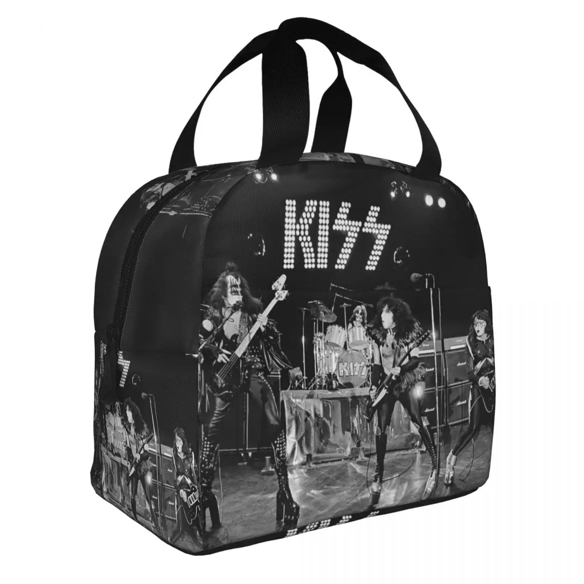 Kiss Band Lunch Bento Bags Portable Aluminum Foil thickened Thermal Cloth Lunch Bag for Women Men Boy