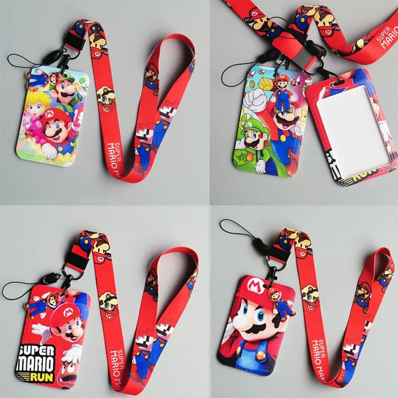 

Super Mario Card Sets Cartoon Anime Bus Cards Set Princess Peach Card Set Long Short Lanyard Campus Students Student Card Case