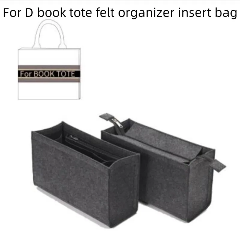 Bolsa Organizer Insert, Feltro Bag com Zíper, Bolsa e Tote Shaper, para Book Tote e Booktote Bolsa VIP