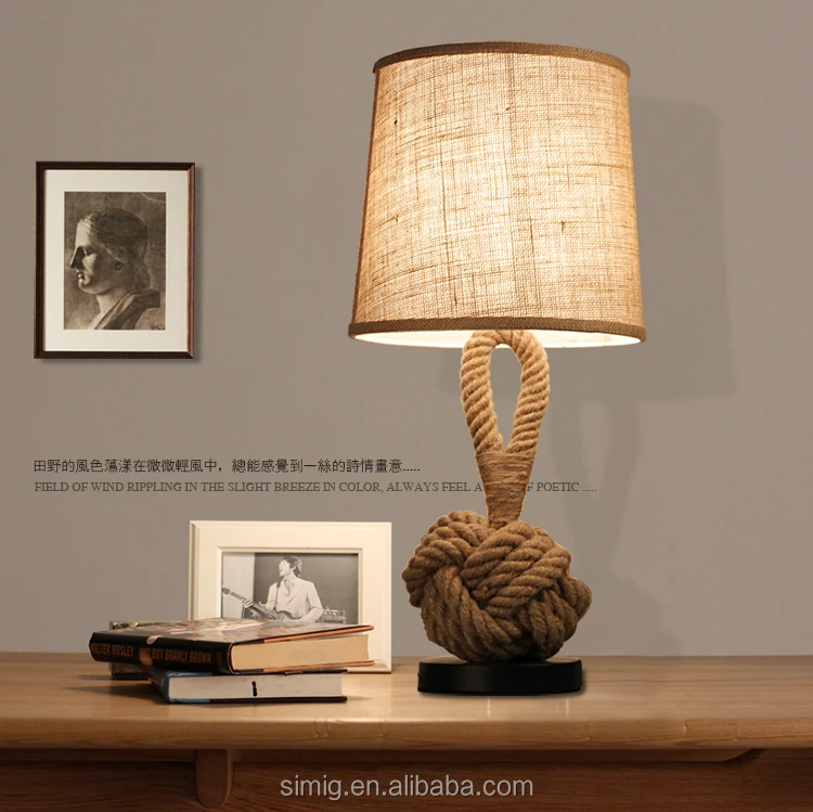 Lighting rural retro large table lamp E27 lamp holder with fabric lampshade copper body energy-saving AC power supply
