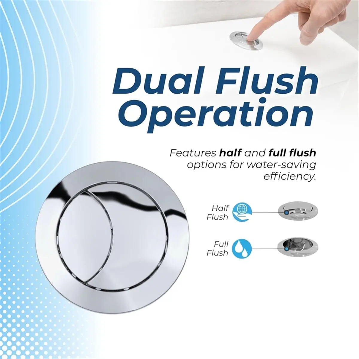 ABPP Universal Toilet Flush Button Kit - Toilet Push Button Dual Flush Replacement for 40mm, 50mm & 60mm Cistern Lid Holes