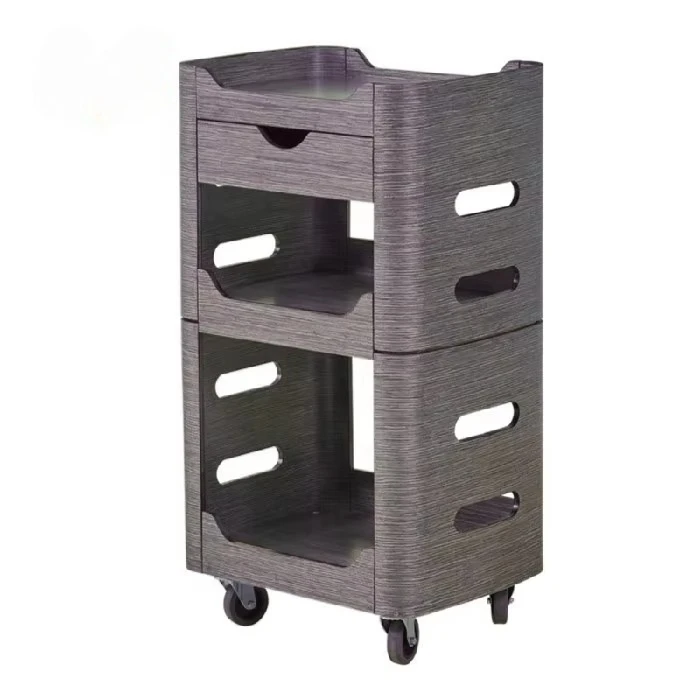 Industrial-Style Spa Facial Manicure Hairdressing Trolley Cart Wheels for Living Room Hotel Bedroom School Gym Use Made Wood