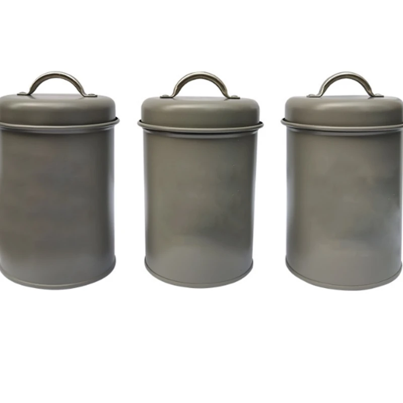 

Set Of 3 Iron Storage Containers for Kitchen Use 1200ml Capacity Canister for Coffee Organization Rustproof Storage Jars