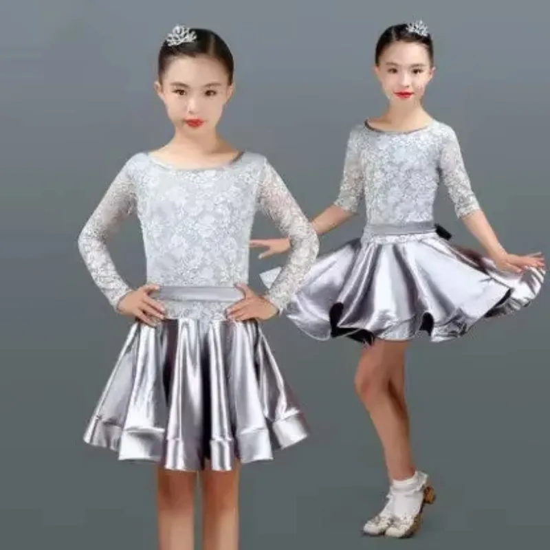 

latin dance dress for girls ballroom competition lace latin salsa dress kids girl rumba samba spandex children 2018 tango skirt