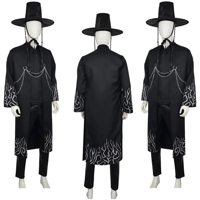 Saja Boys Jinu Cartoon KPop Demon Hunter Costume Cosplay Travestimento da uomo Abiti cinesi con cappello Collana e orecchini Halloween