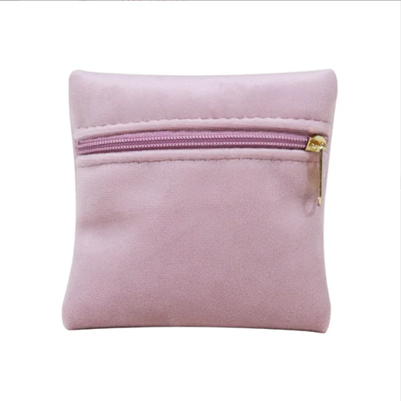 Portable Zipper Velvet Bag Jewelry Ring and Accessory Packaging and Storage Bag Double-sided Velvet Bag