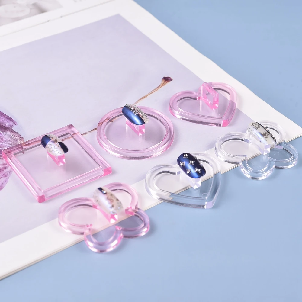 

4PCS Nail Holder False Nail Tip Practice Stand Manicure Acrylic Crystal Showing Shelf Nail Art Display For Art Salon Practice