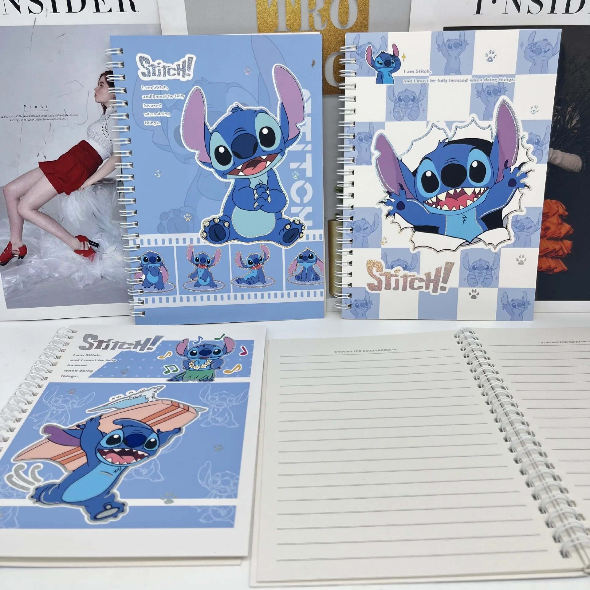 Random One Lilo & Stitch Coil Notebook Cartoon Stitch Loose-leaf Coil Notebook Horizontal Line Notebook Student Stationery Gifts