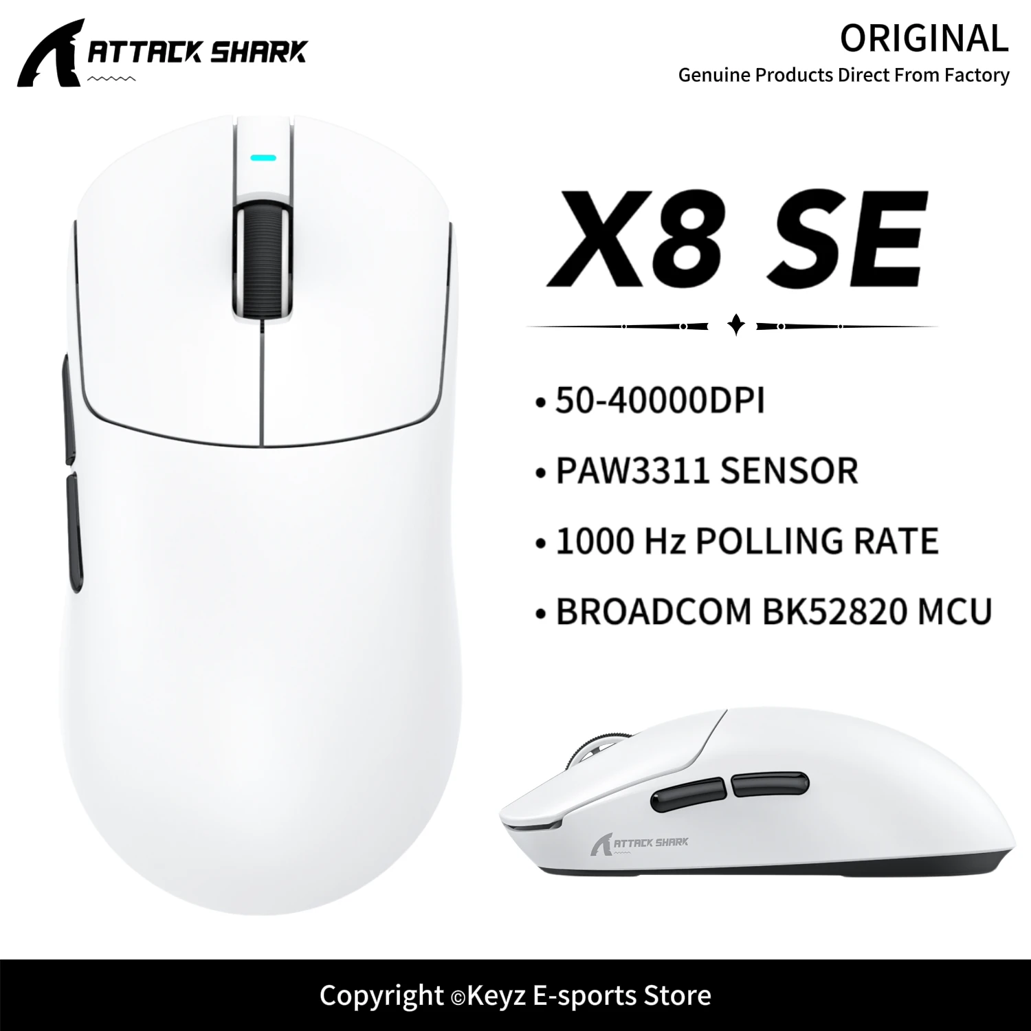 ATTACK SHARK X8SE/X8PLUS/X8PRO/X8ULTRA Ultralight Tri-Mode Gaming Mouse PAW3311 25000DPI 1KHz HUANO 80M Clicks Web Driver