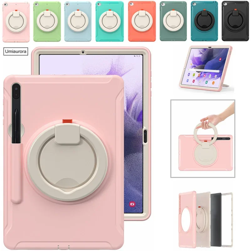For Samsung Tab S10 FE 10.9 SM-X520 S6 S7+ S8 Plus S9 Ultra SM-X910 X820 X610 Shockproof Armor Case Pull Ring Stand Tablet Funda