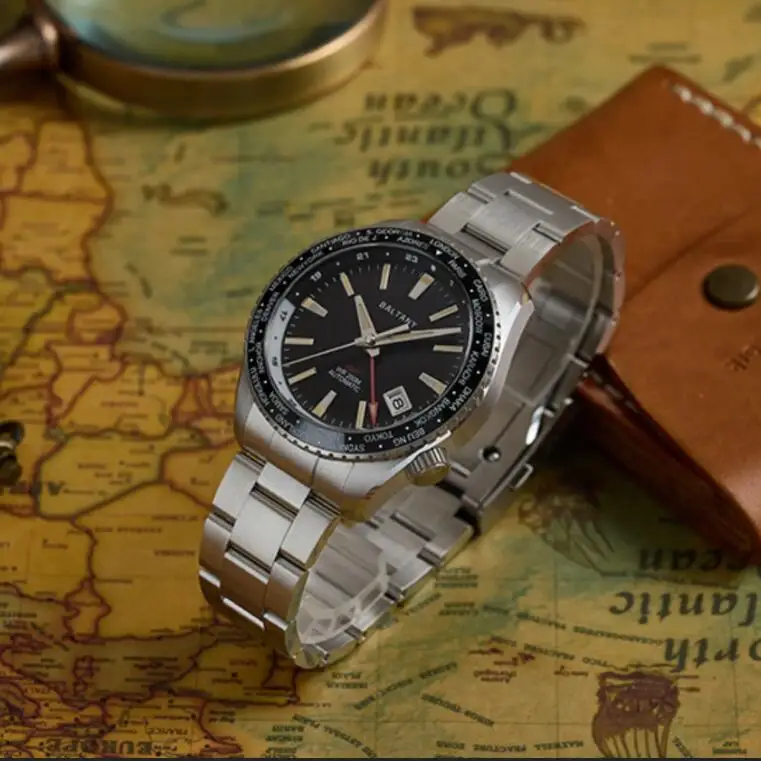 

Baltany Мужские автоматические часы 40 мм GMT Механические наручные часы Военные сапфировые дайверские 20 бар Водонепроницаемые светящиеся керамические безели NH34