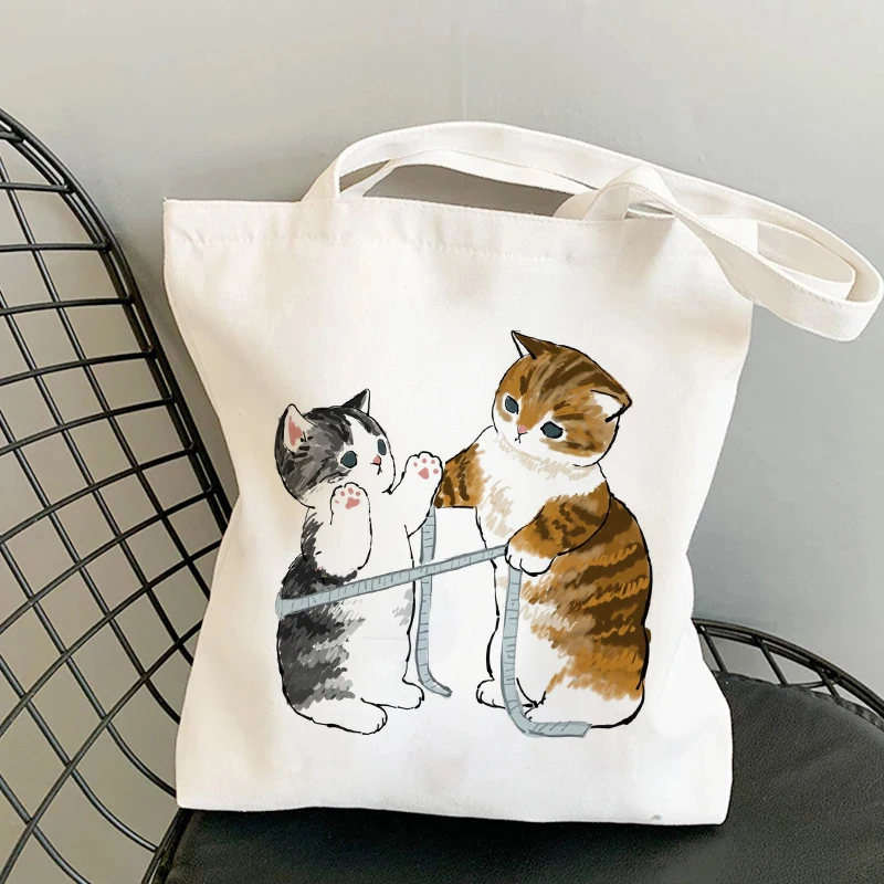 Tote Bag Shoulder Bags for Girls Fashion Shopper Bag Kawaii Cats Cute Animal Bags Shopping Bag Canvas Bags Handbags Casual Girl