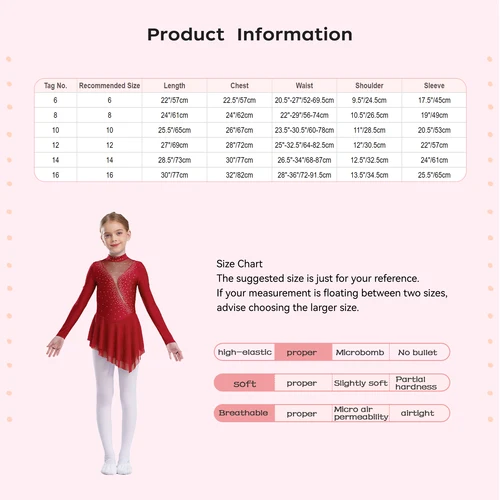Imagen 2 del producto Vestido de patinaje artístico para gimnasia con diamantes de imitación para chicas adolescentes, falda de baile con empalme de malla, leotardo de Ballet, disfraz de actuación lírica