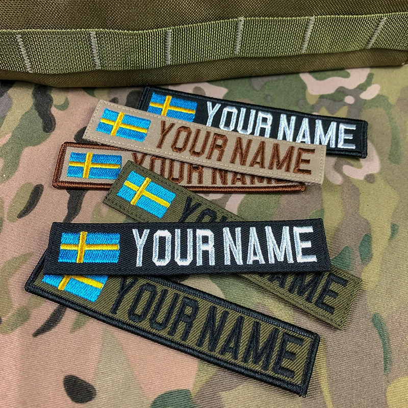 Embroidery Custom Name Tape Patch, Hook and Loop, Multicam, Green, ACU, Black Tan