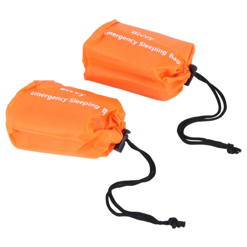 2-Pack Emergency Sleeping Bag Thermal Waterproof Survival Blanket for Outdoor Camping Hiking