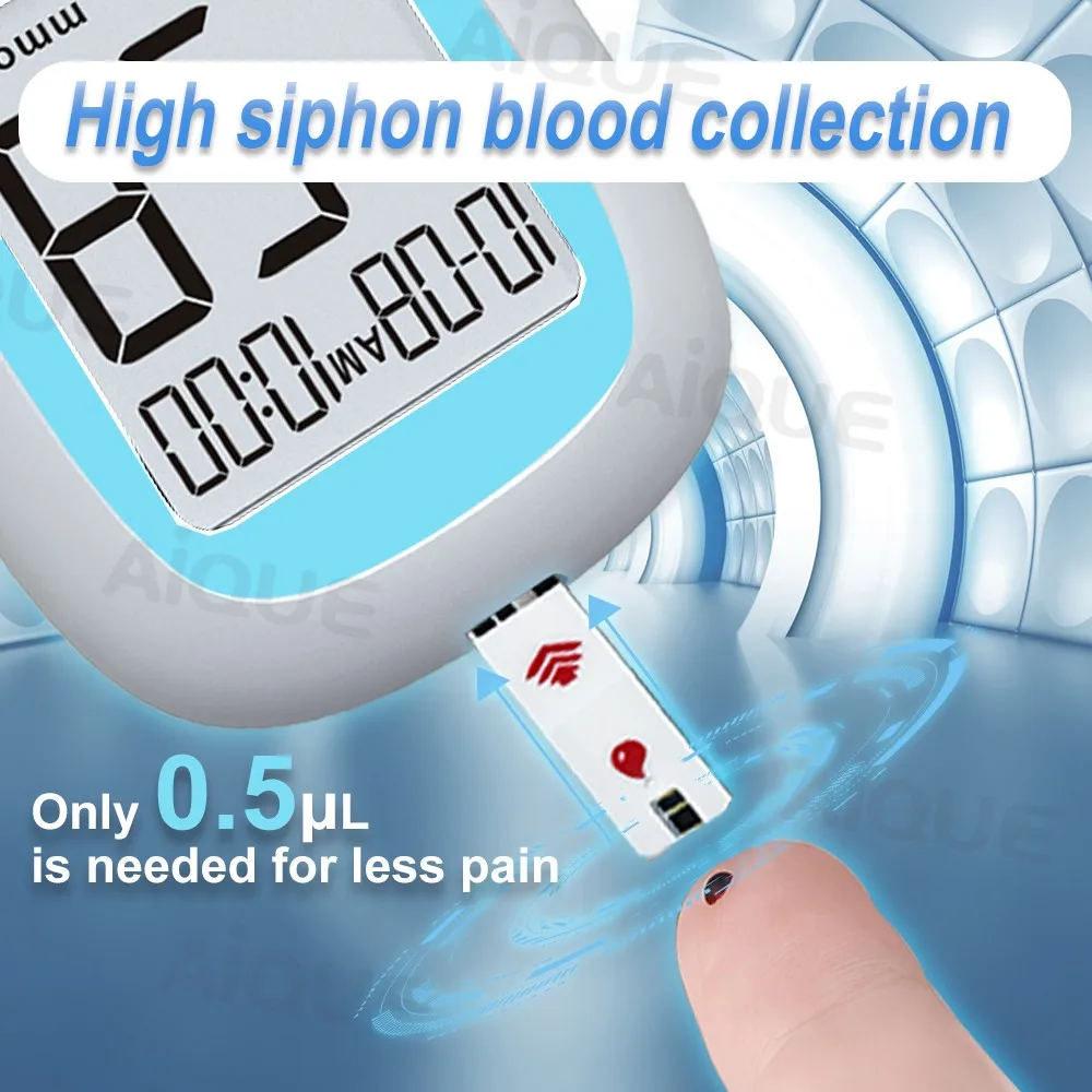 AiQUE Blutzuckermessgerät GDH Glucometer 50/10 Streifen Kit Komplettset Glukoseteststreifen Medizinischer Diabetes 6S Holen Sie sich die Ergebnisse schnell – Detail 3