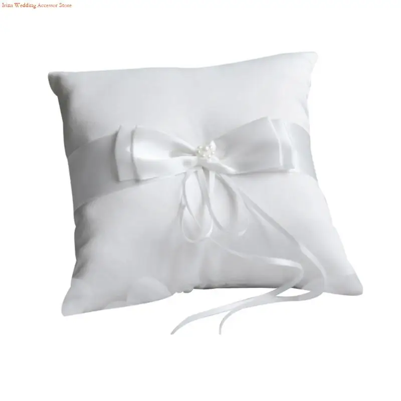 New Handmade Pearls Cushion White Rings Bearer Pillow for Flower Girl Wedding Commitment Prom Party Decorations