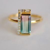 KSRA Fashion Retro Minimalist Double Color Square Shape Stone Rings For Women Party Accessories Gifts Custom Jewelry 2024 New