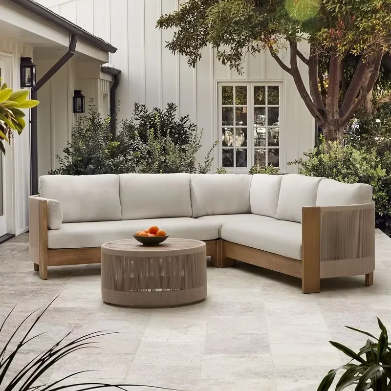 High Quality Garden Set Furniture Modular Sectional Teak Patio Outdoor Sofa