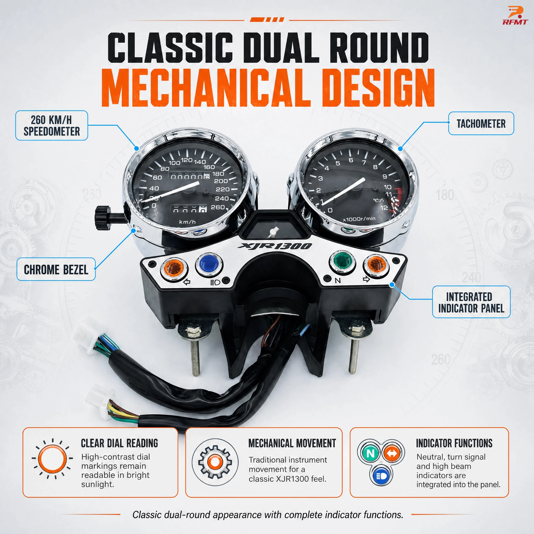 Motorcycle Speedometer Tachometer Odometer Gauge Instrument Cluster Assembly Meter For Yamaha XJR1300 XJR 1300 1989-1997 260KM