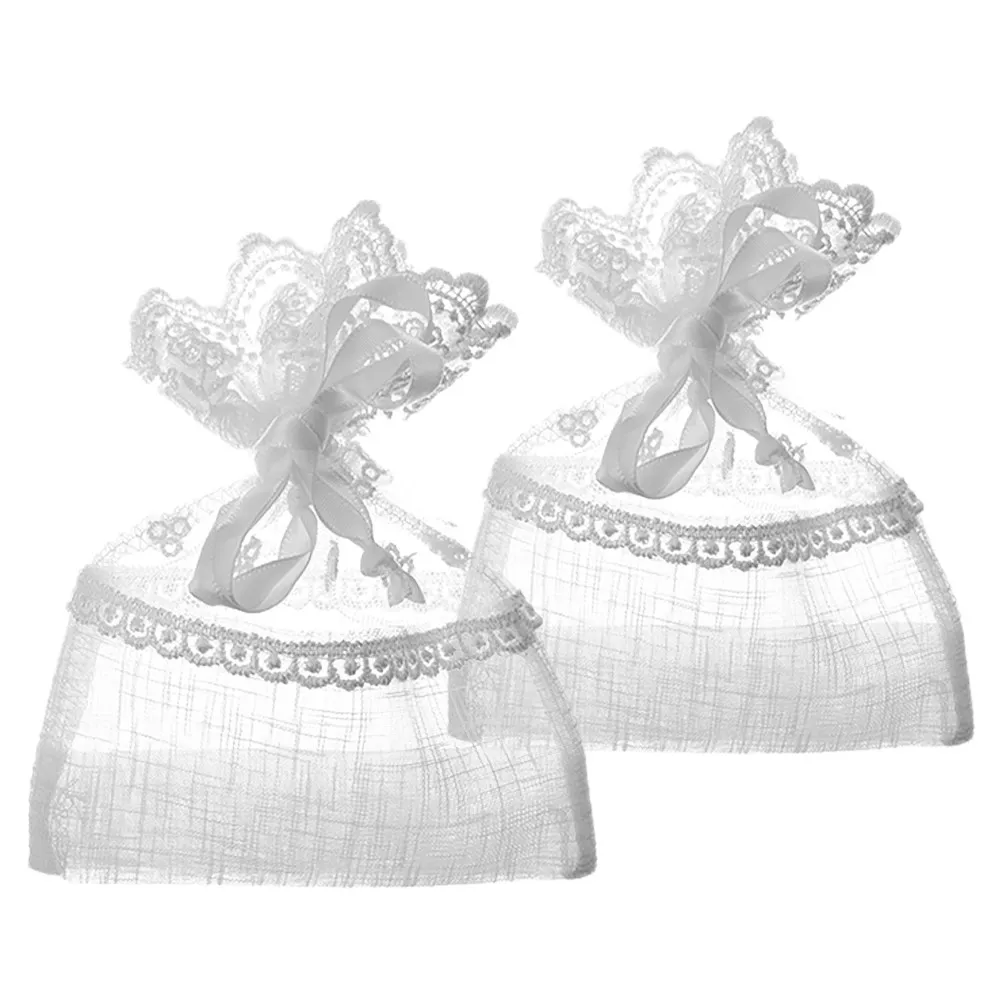

2Pcs Organza Drawstring Bags Lace Mesh Pouches Jewelry Storage Wedding Party Favor Small Gift Wrapping Pouches