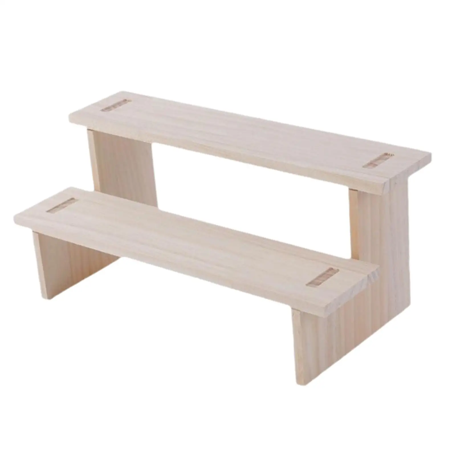 Wooden Jewelry Display Riser Stand with Multi Layer Shelf for Cosmetics Accessories Figures Retail Shop Countertop Home Decor