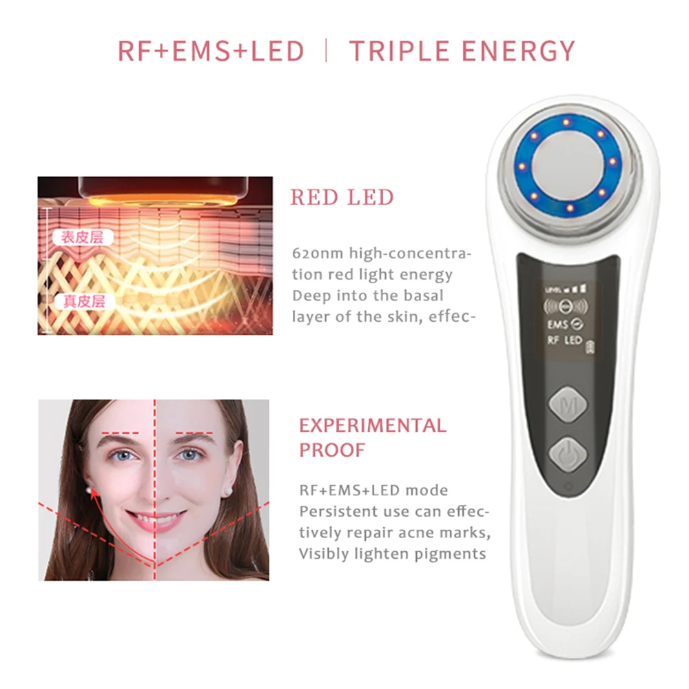 Multifunctional Skin Care Portable Beauty Instrument Led Light Therapy EMS RF Anti Wrinkle Face Lift Machine