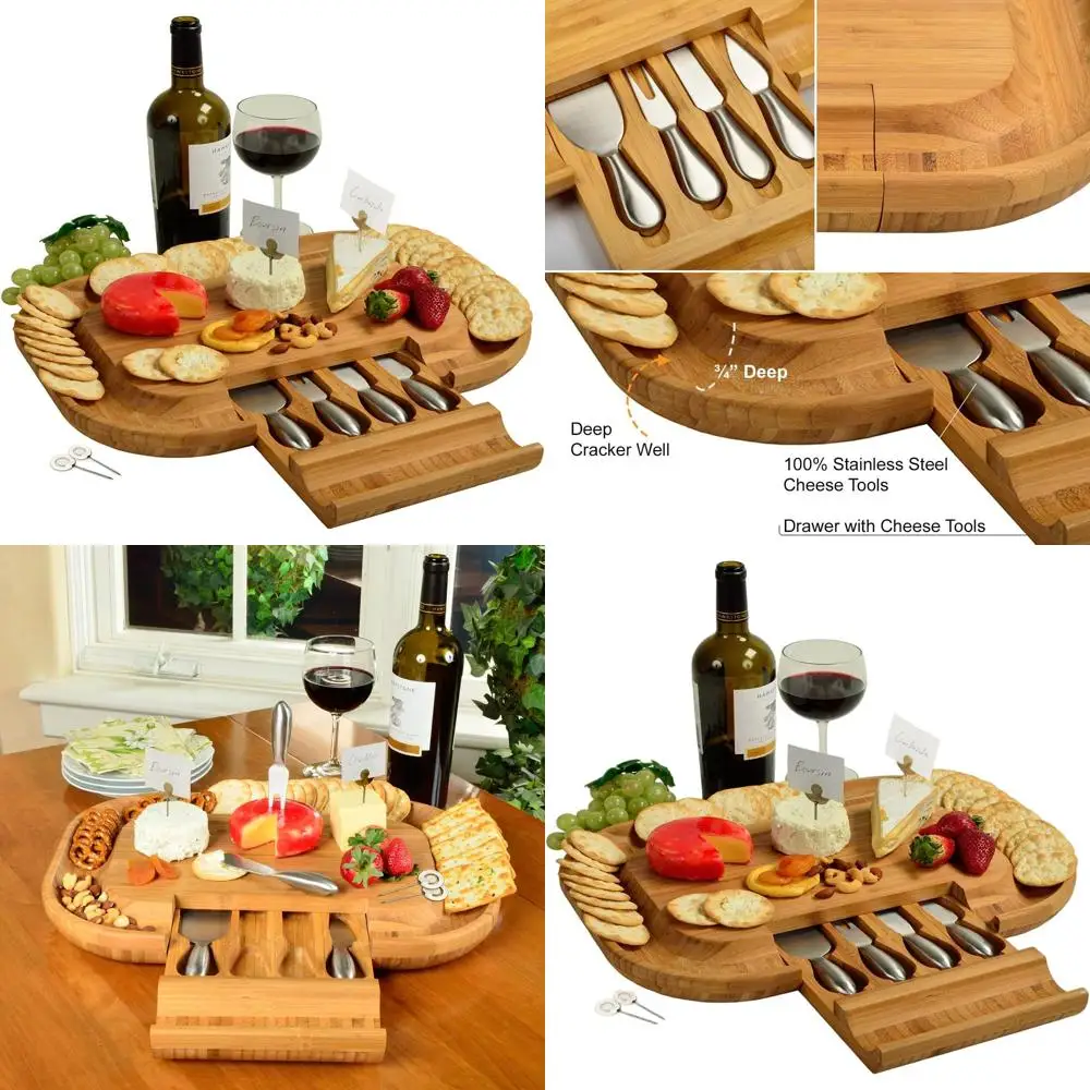 

Бамбуковая доска для сыра и дрессировки в США с набором ножей и маркерами для сыра