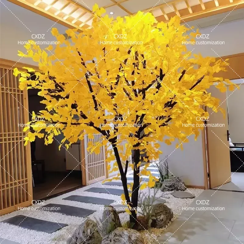 Large Artificial Ginkgo Tree Fake Banyan Tree Indoor Decoration for Hotel Restaurant Exhibition Hall Landscaping Floor