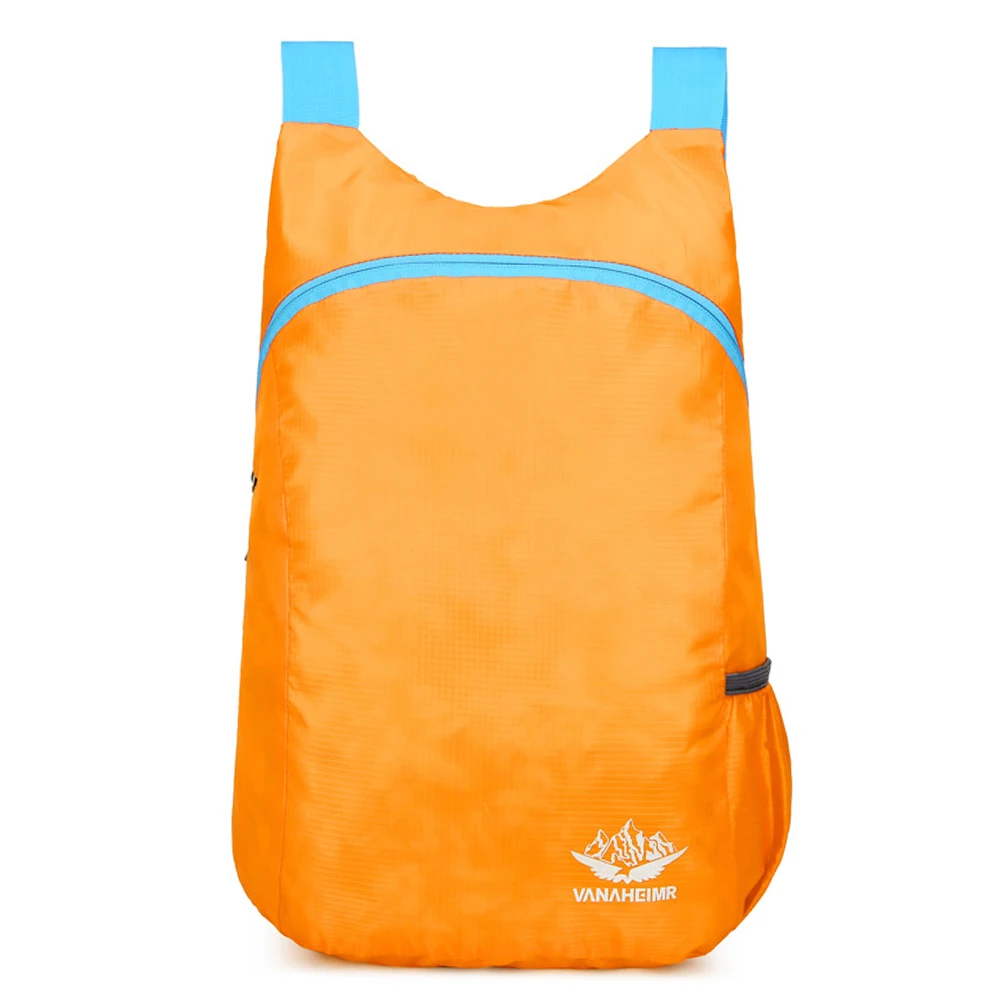 Mochila de esportes dobrável impermeável, mochila de viagem, alças de ombro mais largas, tecido de nylon, design de bolso deslizante para homens e mulheres