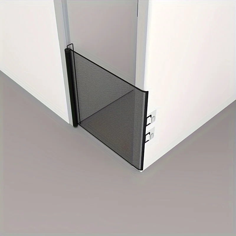 No-Drill Black Retractable Easy-Install Pet Gate - Safety Fence for Indoor Stairs, Dog Barrier & Pet Enclosure