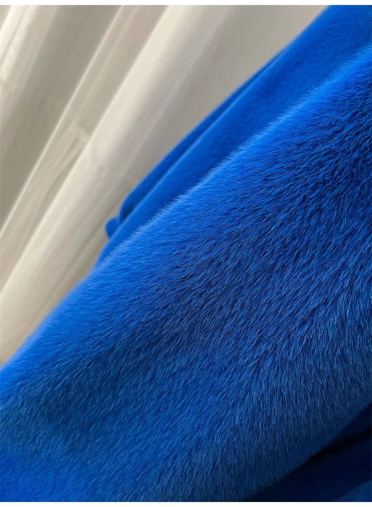 Lautaro Winter Long Oversized Warm Thick Blue White Fluffy Faux Fur Coat Women with Hood 2022 Loose Casual Korean Style Fashion