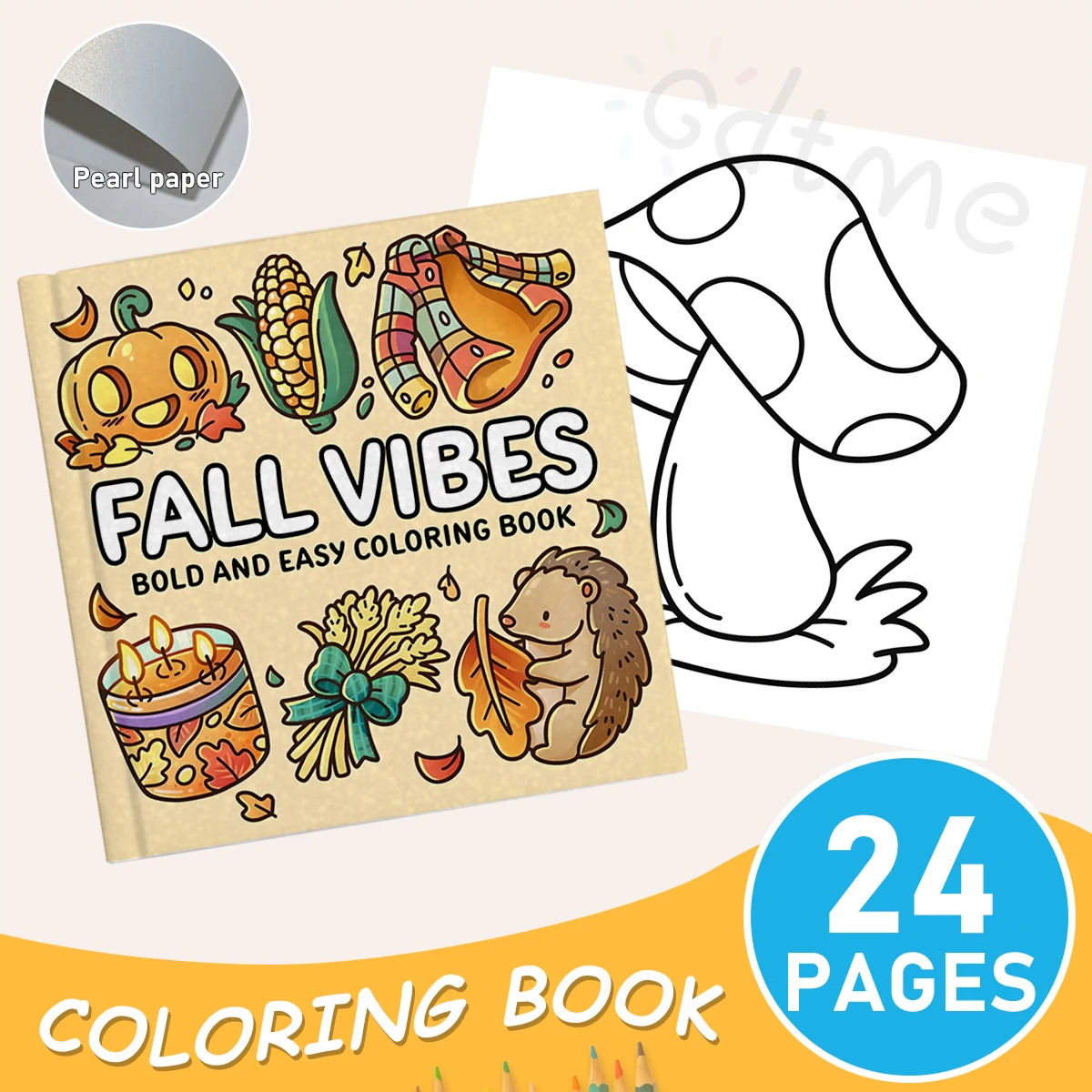 FALL VIBES Bold-easy Patterns Coloring Book for Adults Cute Drawing Book Perfect Gift for Party and Birthday