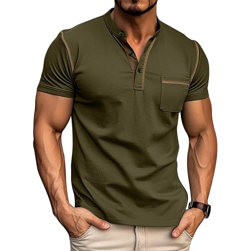 

GZBC-2024Summer Men's Clothing Short Sleeve MaleTT-shirt Men's Color Matching T-shirt Men's Wholesale